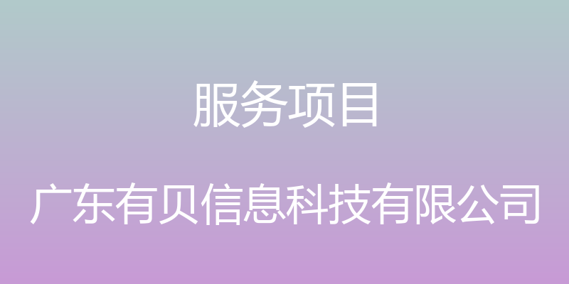 服务项目 - 广东有贝信息科技有限公司