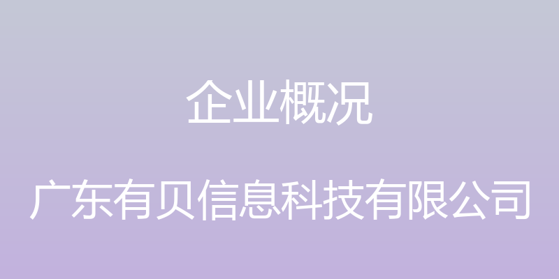 企业概况 - 广东有贝信息科技有限公司